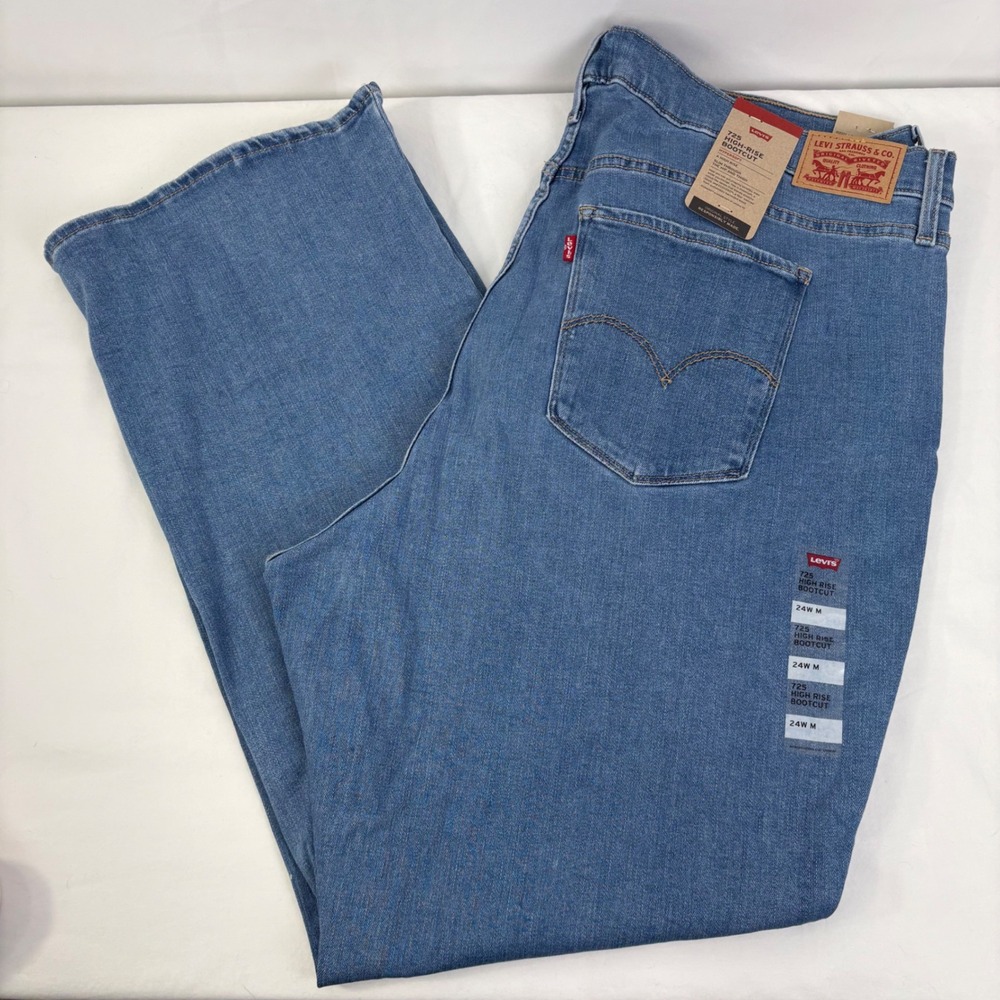 Levis 725 High Rise Bootcut Jeans Womens 24W‎ M Blue Medium Wash Hypersoft NWT